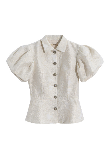 Jacquard jacket with a Basque - BRUSNIKA Women Clothes