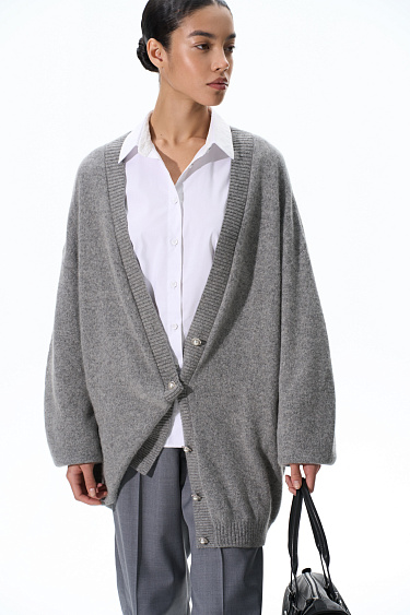 Long fox down cardigan - BRUSNIKA Women Clothes