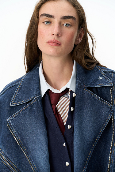 Denim biker jacket - BRUSNIKA Women Clothes