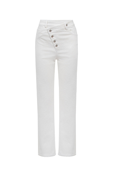 Asymmetric fastening jeans - BRUSNIKA Women Clothes
