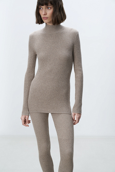 Ribbed turtleneck with a stand collar - BRUSNIKA Women Clothes