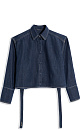 Denim shirt with wide shoulders - BRUSNIKA. Women clothes