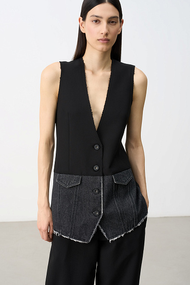 vest with denim inserts - BRUSNIKA Women Clothes