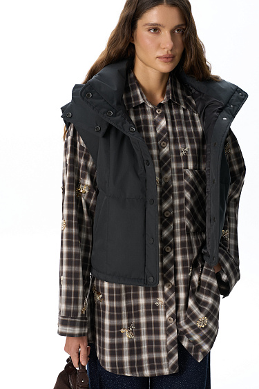 vest with a stand‑up collar and a hood - BRUSNIKA Women Clothes