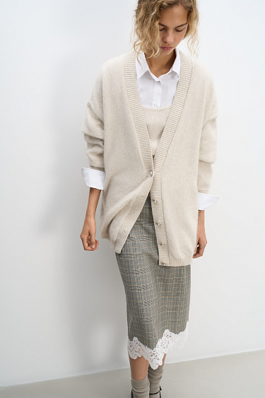 Long fox down cardigan - BRUSNIKA Women Clothes