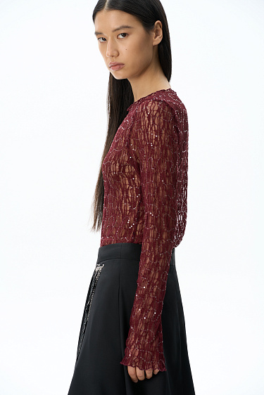 Lace longsleeve with sequins - BRUSNIKA Women Clothes