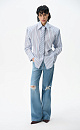 Striped shirt with shoulder pads - BRUSNIKA. Women clothes