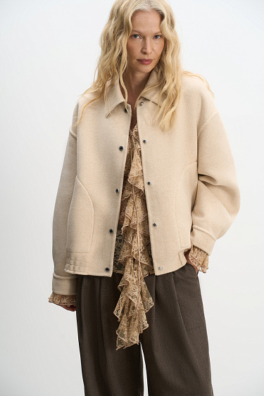 Double-sided bomber jacket made of 100% wool - BRUSNIKA Women Clothes