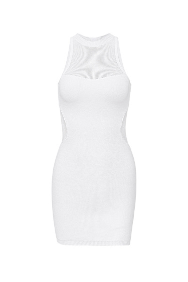 Knitted open shoulder mini dress - BRUSNIKA Women Clothes
