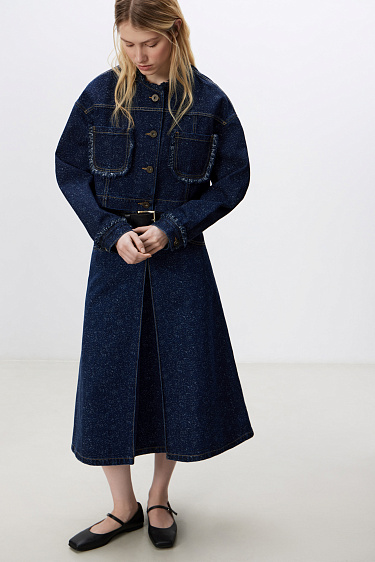 Denim skirt with pleats - BRUSNIKA Women Clothes