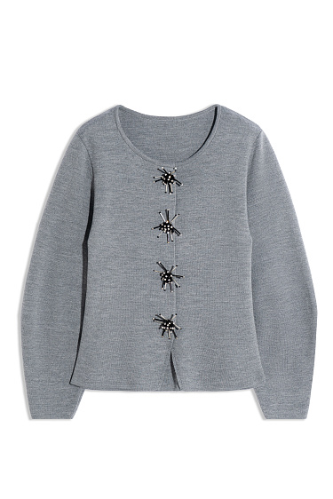 Magnetic-button jacket with decoration - BRUSNIKA Women Clothes