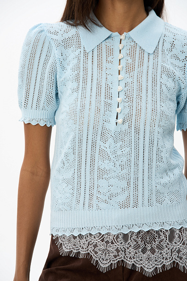 Openwork polo with sequins - BRUSNIKA Women Clothes