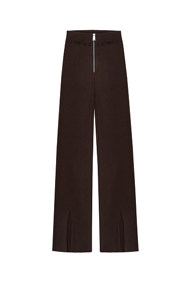 Front-slit rib knit trousers - BRUSNIKA Women Clothes