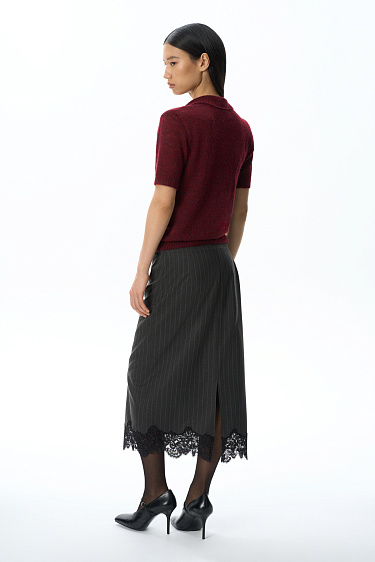 Midi skirt with lace - BRUSNIKA Women Clothes
