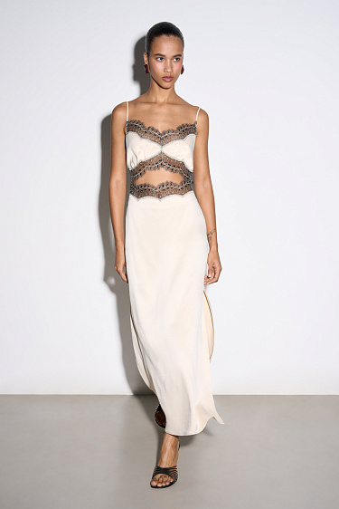 Maxi dress with lace - BRUSNIKA Women Clothes