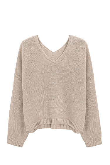 100% linen V-neck jumper - BRUSNIKA Women Clothes