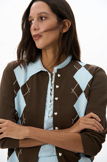 Argyle patterned cardigan - BRUSNIKA Women Clothes