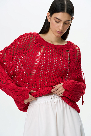 Jumper with lace up sleeves - BRUSNIKA Women Clothes