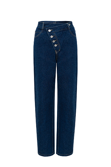 Asymmetric fastening jeans - BRUSNIKA Women Clothes