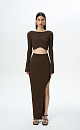 Knitted skirt with a side slit - BRUSNIKA. Women clothes