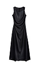 Satin dress with draping on the shoulders - BRUSNIKA. Women clothes