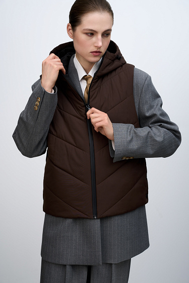 Oversized hooded vest - BRUSNIKA Women Clothes