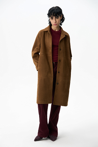 Suede trench Coat - BRUSNIKA Women Clothes