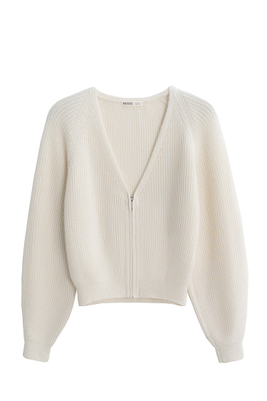 Zippered fox-fur cardigan - BRUSNIKA Women Clothes