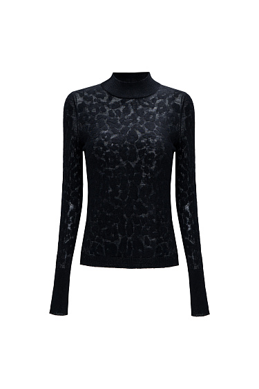 Merino wool turtleneck with animal print - BRUSNIKA Women Clothes