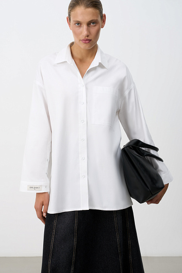 Shirt with a patch pocket on the chest - BRUSNIKA Women Clothes