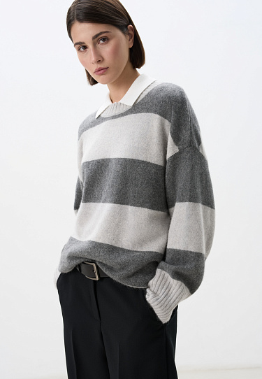 Striped fox down jumper - BRUSNIKA Women Clothes