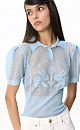 Viscose polo with openwork pattern - BRUSNIKA. Women clothes