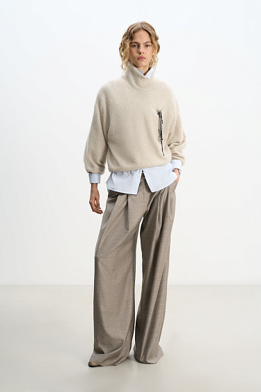 Fox-fur jumper with a high collar - BRUSNIKA Women Clothes