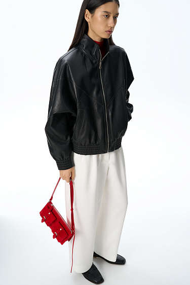 Faux leather bomber jacket - BRUSNIKA Women Clothes