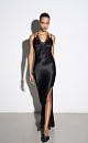 Satin dress with an accent bodice - BRUSNIKA. Women clothes
