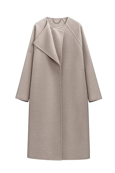 Wool coat with an asymmetrical lapel - BRUSNIKA Women Clothes