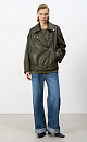Eco-leather jacket with belt - BRUSNIKA. Women clothes