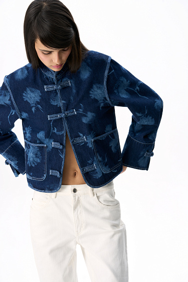 Denim jacket with Chinese closure - BRUSNIKA Women Clothes