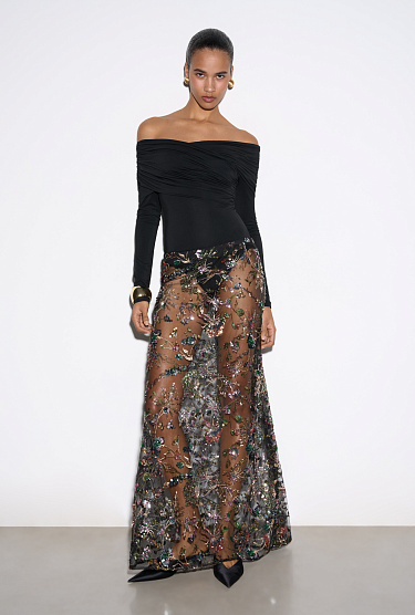 Maxi skirt with floral pattern - BRUSNIKA Women Clothes