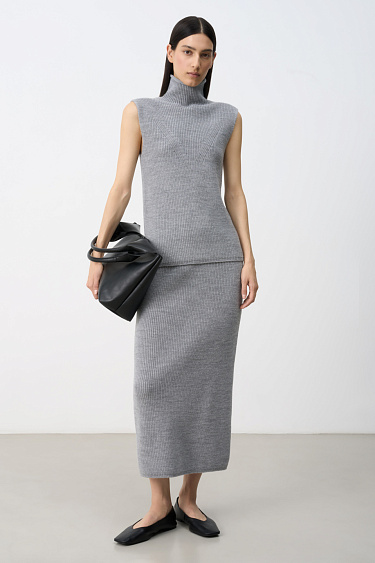 Knitted vest with a high collar - BRUSNIKA Women Clothes