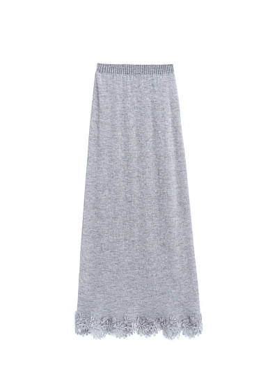 Maxi skirt of merino wool with lace - BRUSNIKA Women Clothes