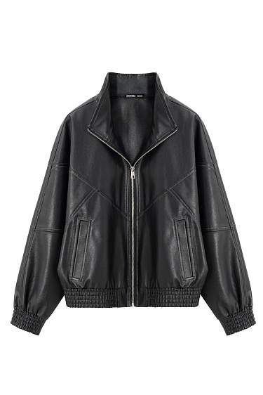 Faux leather bomber jacket - BRUSNIKA Women Clothes