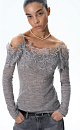 Merino wool longsleeve with lace - BRUSNIKA. Women clothes