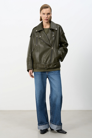 Eco-leather jacket with belt - BRUSNIKA Women Clothes