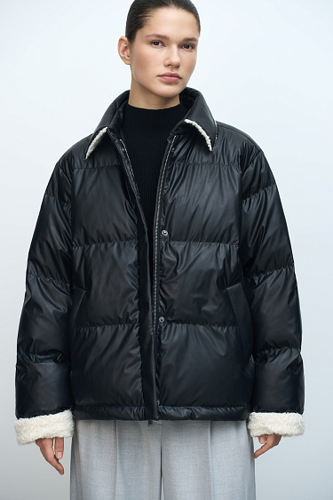Faux leather down jacket - BRUSNIKA Women Clothes