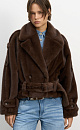 Short fur coat with belt - BRUSNIKA. Women clothes