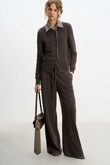 cashmere cardigan with a polo collar - BRUSNIKA Women Clothes