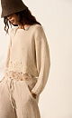 Short-sleeved linen jumper with lace - BRUSNIKA. Women clothes