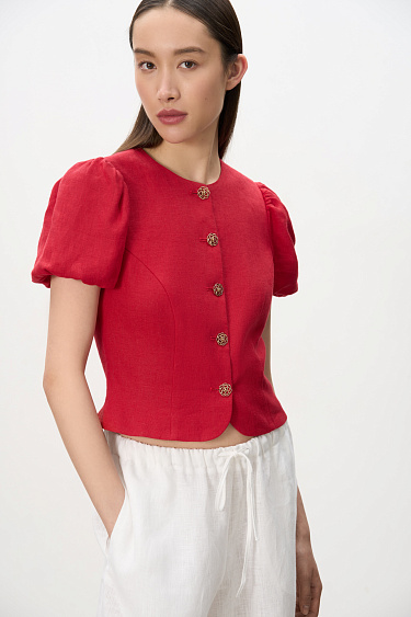 linen jacket with flare sleeves - BRUSNIKA Women Clothes