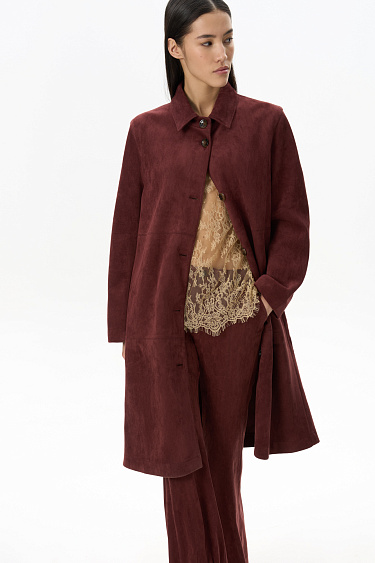 Suede trench Coat - BRUSNIKA Women Clothes